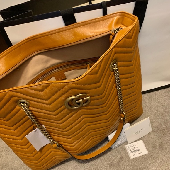 GUCCI 524576 GG Marmont 2.0 Azalea Tote in Cognac - Picture 2 of 4